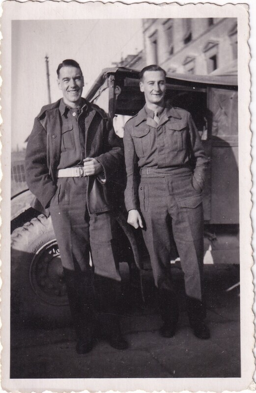 Unidentified man and Jim Taylor, front