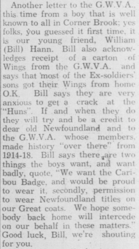 A newspaper clipping from "The King's Men" column in the March 13, 1942 issue of the Western Star