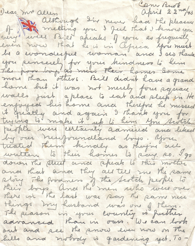 Letter from Martha Hann to Mrs. Allen, front