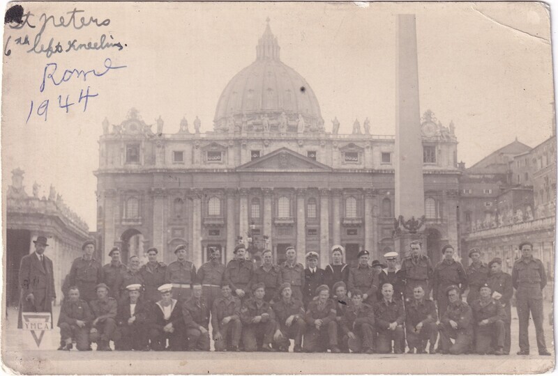 Soldiers posing in front of St. Peter's Basilica, front