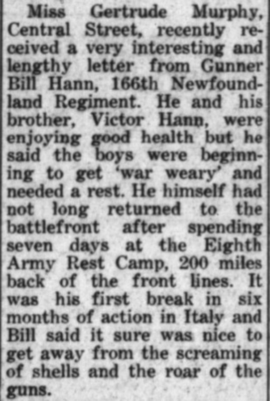 A newspaper clipping from "The King's Men" column in the June 10, 1944 issue of the Western Star