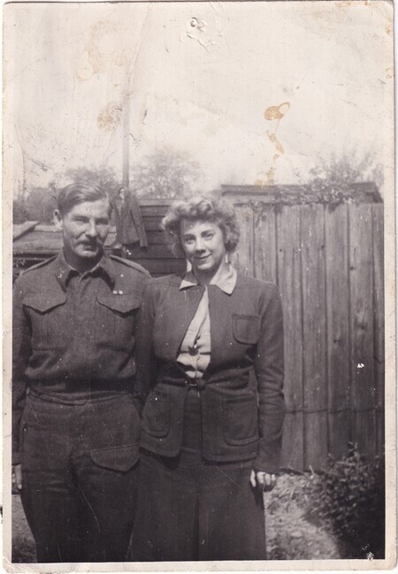 A photo of Frank Squires of Bell Island and his English wife [Edith]