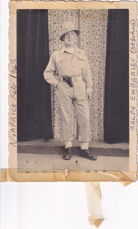 A photo of Ralph Emberley in uniform [taken in Bone, i.e., Annaba, Algeria]